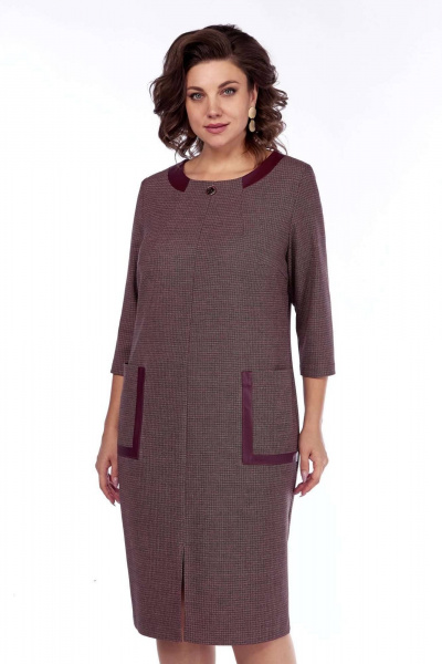 Платье с эко-кожей и накладными карманами Matini 3.1649 бордо - фото 9