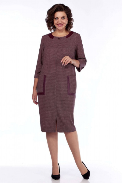 Платье с эко-кожей и накладными карманами Matini 3.1649 бордо - фото 6
