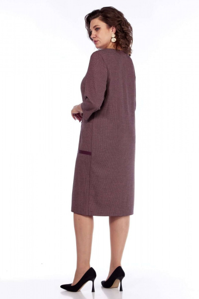 Платье с эко-кожей и накладными карманами Matini 3.1649 бордо - фото 5