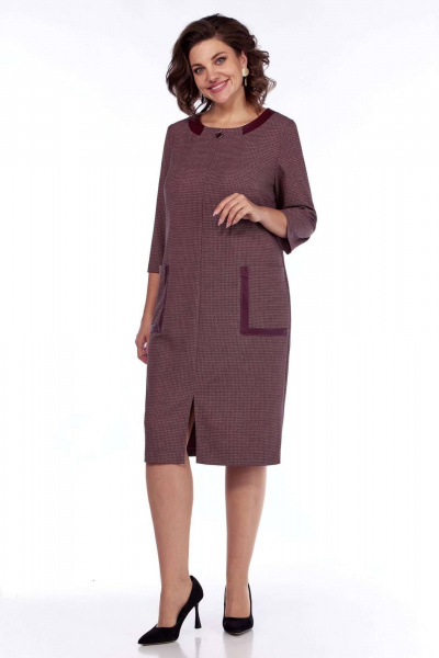 Платье с эко-кожей и накладными карманами Matini 3.1649 бордо - фото 4