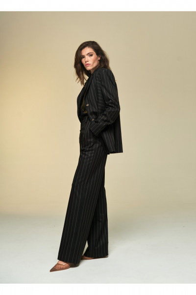 Жакет классический в стиле Old Money из полосатой ткани DEVITA 4018 черный - фото 11