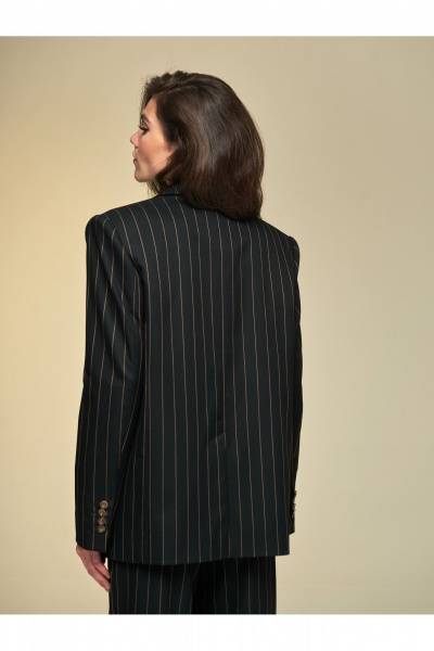 Жакет классический в стиле Old Money из полосатой ткани DEVITA 4018 черный - фото 2