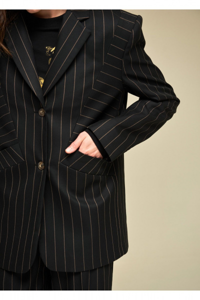 Жакет классический в стиле Old Money из полосатой ткани DEVITA 4018 черный - фото 4