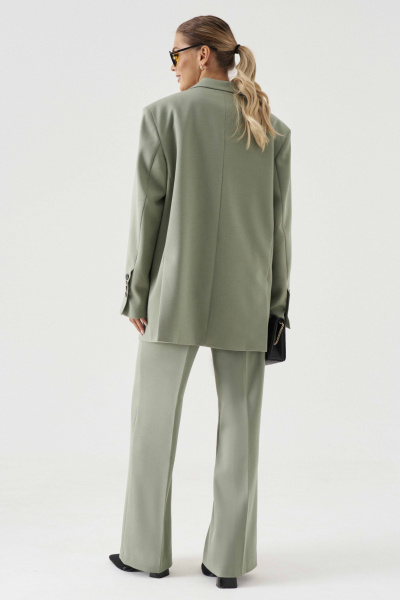 Жакет приталенный деловой из текстиля до середины бедра Панда 194330w оливковый - фото 6