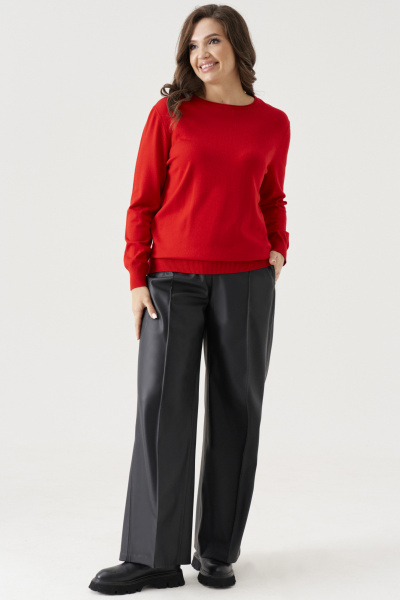 Джемпер из вискозы с резинками и круглым воротом Панда 206240w красный - фото 1