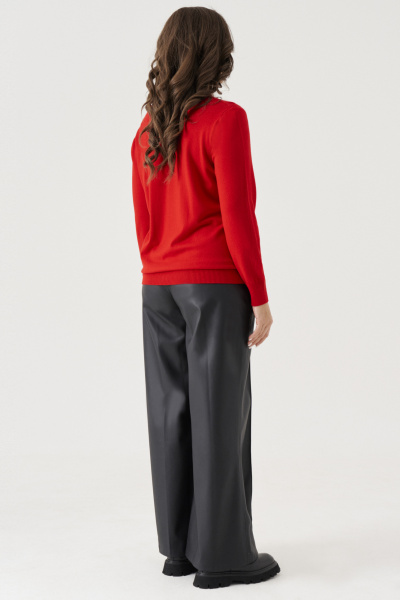 Джемпер из вискозы с резинками и круглым воротом Панда 206240w красный - фото 4