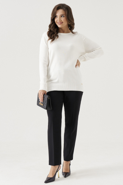 Джемпер однотонный из вискозной пряжи с резинками Панда 206240w молочный - фото 1