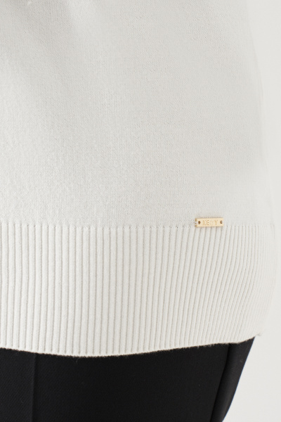 Джемпер однотонный из вискозной пряжи с резинками Панда 206240w молочный - фото 3