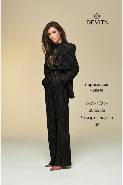 Классические брюки со стрелками из премиум-тканей DEVITA 3017 черный - фото 10