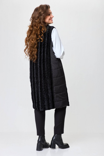 Стильный комплект из мехового жилета и трикотажного гольфа Solomeya Lux 972А - фото 8