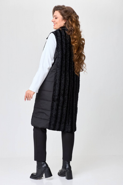 Стильный комплект из мехового жилета и трикотажного гольфа Solomeya Lux 972А - фото 7