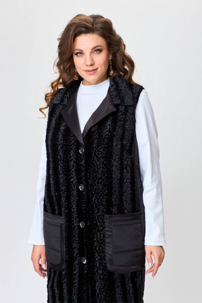 Стильный комплект из мехового жилета и трикотажного гольфа Solomeya Lux 972А - фото 6