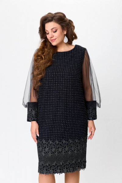 Платье из сетки с кружевными рукавами и вытачками Solomeya Lux 953А - фото 8