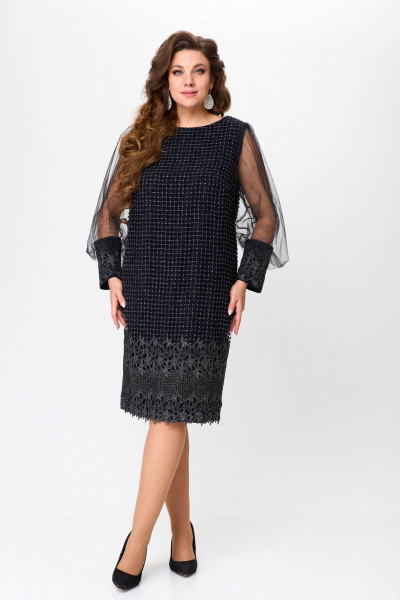 Платье из сетки с кружевными рукавами и вытачками Solomeya Lux 953А - фото 7