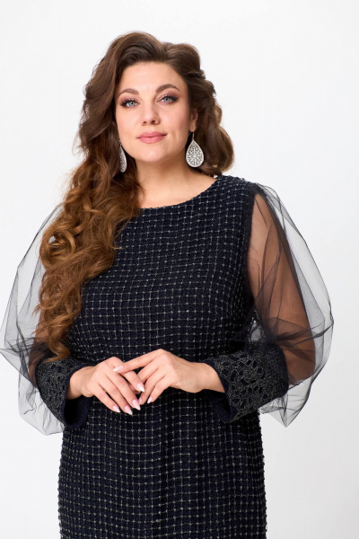 Платье из сетки с кружевными рукавами и вытачками Solomeya Lux 953А - фото 3