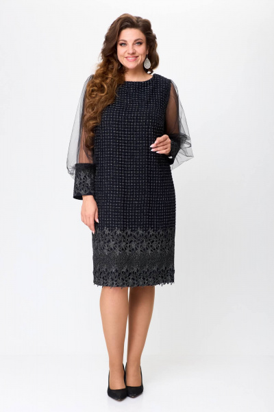 Платье из сетки с кружевными рукавами и вытачками Solomeya Lux 953А - фото 2