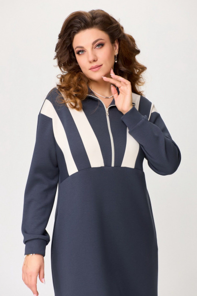 Трикотажное платье с вытачками и декоративной вставкой Fita 5011 серый - фото 4