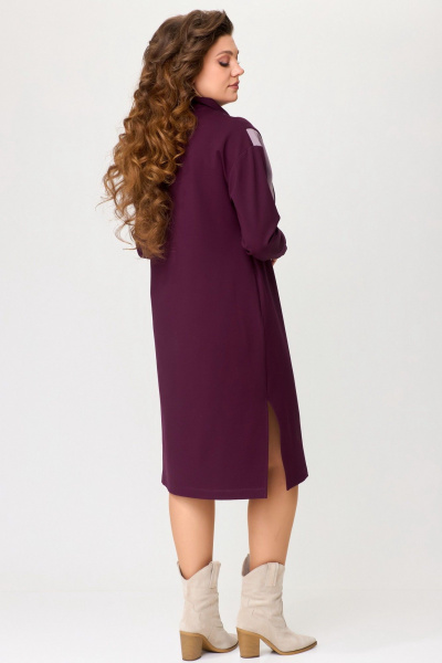Элегантное трикотажное платье с декоративными вставками Fita 5013 бордо - фото 9
