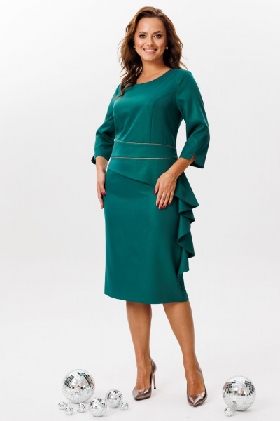 Нарядное и повседневное платье из текстиля с ассиметричным поясом Mubliz 215 - фото 1