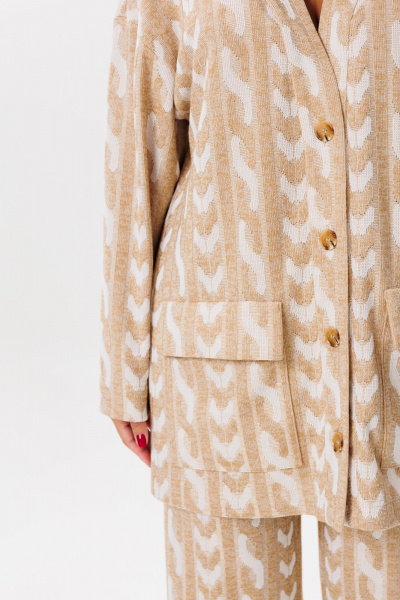 Брюки и джемпер бежевого цвета из трикотажа, свободный крой Mubliz 221 беж - фото 11