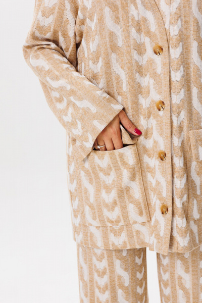 Брюки и джемпер бежевого цвета из трикотажа, свободный крой Mubliz 221 беж - фото 10