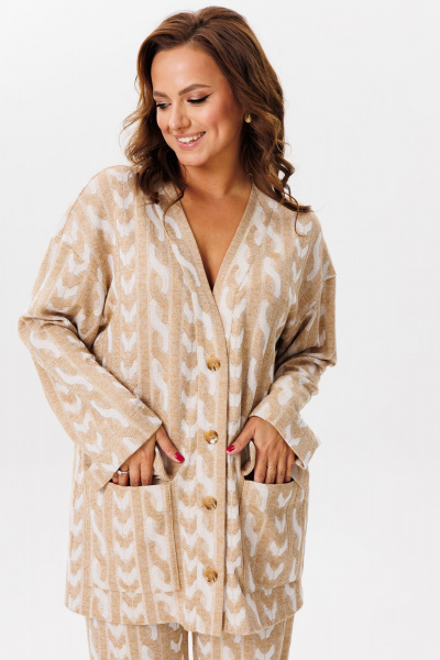 Брюки и джемпер бежевого цвета из трикотажа, свободный крой Mubliz 221 беж - фото 7