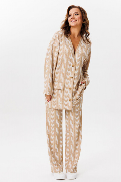 Брюки и джемпер бежевого цвета из трикотажа, свободный крой Mubliz 221 беж - фото 5