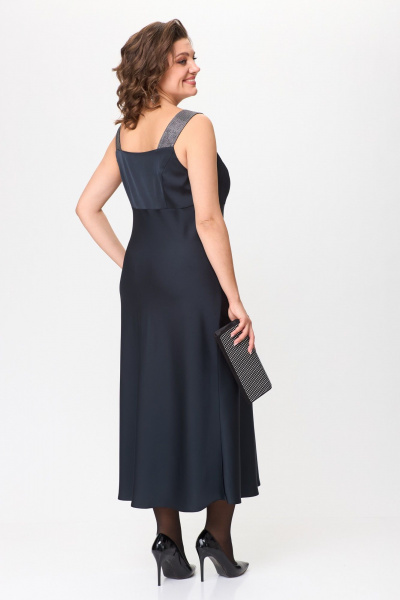 Платье приталенное за колено из атласной ткани ANASTASIA MAK 1221 черный - фото 3