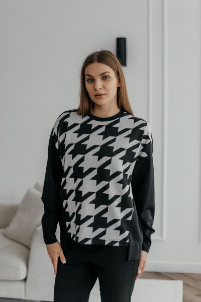 Объемное демисезонное платье из трикотажа с карманами и кокеткой Стильная леди М-1057 серый - фото 1