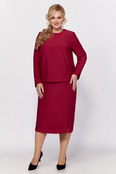 Платье трикотажное красное с отлетной верхней частью Algranda А4027-3 - фото 1