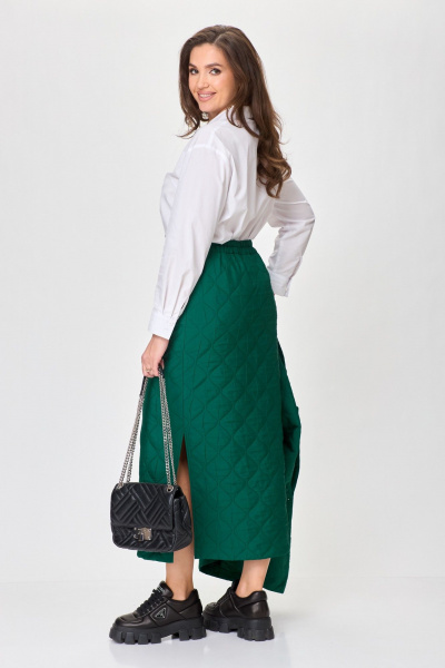 Двойка костюм из стеганной ткани жилет и юбка Anastasia 1171 бутылка - фото 19