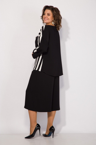 Демисезонный черный комплект блузы и брюк из текстиля Liliana 1386 - фото 6