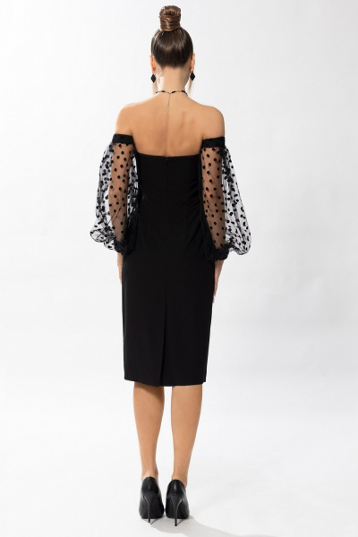 Платье нарядное без воротника с рельефами и подкладкой Golden Valley 4847 черный - фото 2