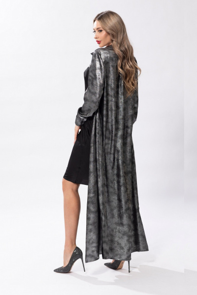 Круглогодичное платье из шифона с рисунком и поясом Golden Valley 4659-3 серебро - фото 2