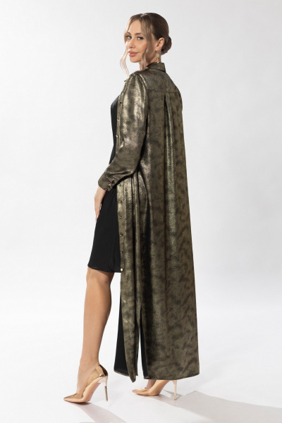 Круглогодичное шифоновое платье с рисунком и поясом Golden Valley 4659-3 золото - фото 2