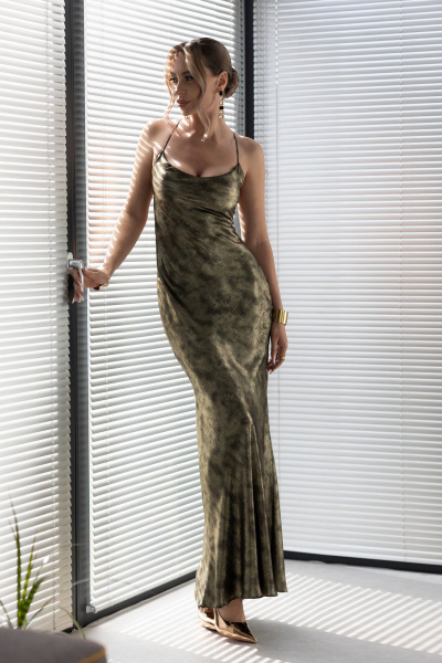 Желтое платье на бретелях с драпировкой-качель Golden Valley 44239 золото - фото 3