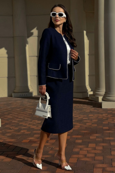 Костюм с жакетом и юбкой в стиле Chanel из твида Urs 23-240-3 - фото 6