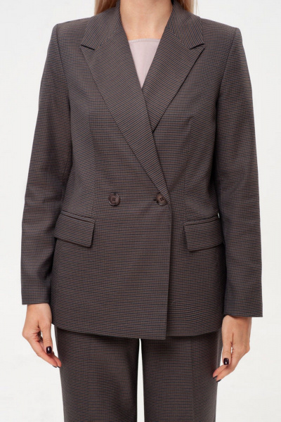 Брюки-карго и жакет деловой стиль с талиевыми рельефами IVARI 10609 гусиная_лапка_коричневая - фото 7