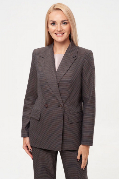 Брюки-карго и жакет деловой стиль с талиевыми рельефами IVARI 10609 гусиная_лапка_коричневая - фото 6