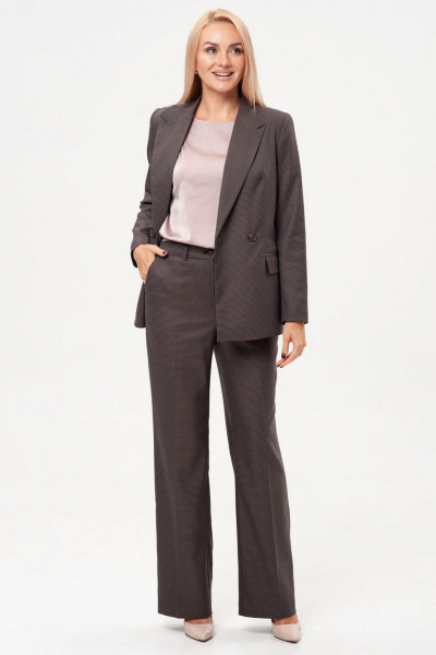 Брюки-карго и жакет деловой стиль с талиевыми рельефами IVARI 10609 гусиная_лапка_коричневая - фото 4