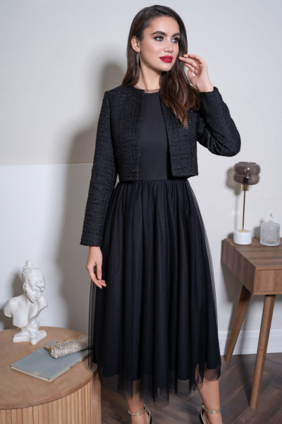 Костюм из твид и фатин, нарядное платье и жакет Urs 24-315-1 - фото 14
