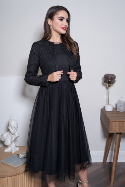 Костюм из твид и фатин, нарядное платье и жакет Urs 24-315-1 - фото 13