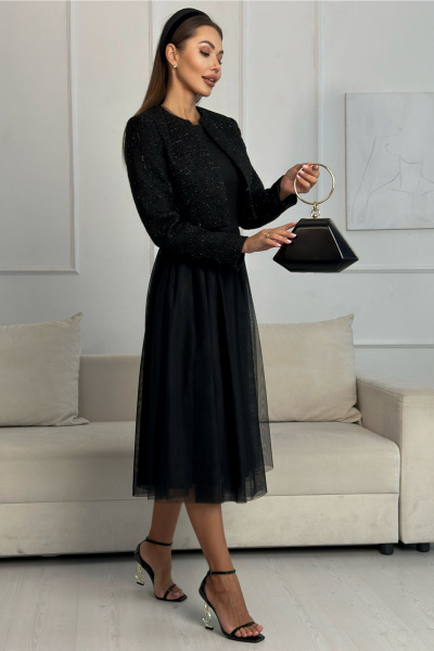 Костюм из твид и фатин, нарядное платье и жакет Urs 24-315-1 - фото 12