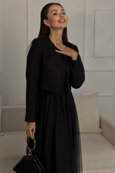 Костюм из твид и фатин, нарядное платье и жакет Urs 24-315-1 - фото 11