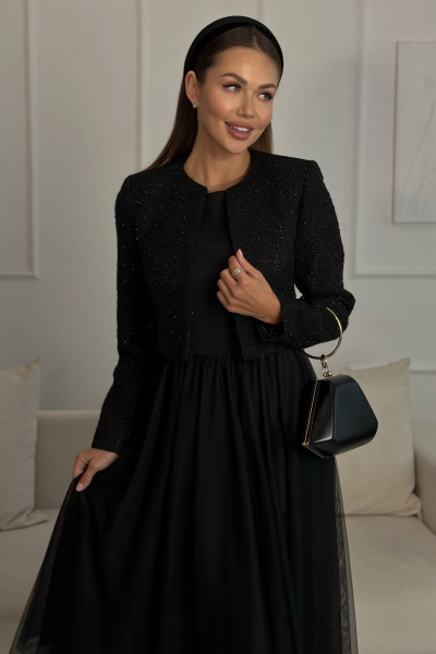 Костюм из твид и фатин, нарядное платье и жакет Urs 24-315-1 - фото 10