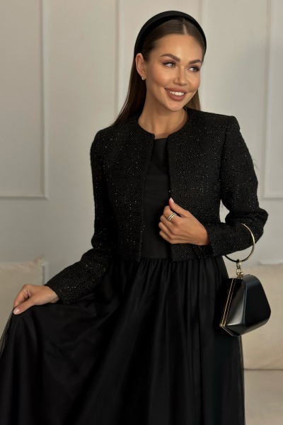 Костюм из твид и фатин, нарядное платье и жакет Urs 24-315-1 - фото 8