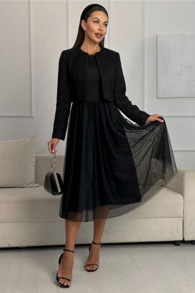 Костюм из твид и фатин, нарядное платье и жакет Urs 24-315-1 - фото 2