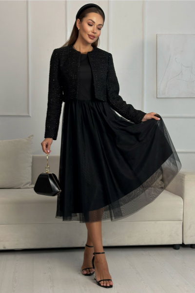 Костюм из твид и фатин, нарядное платье и жакет Urs 24-315-1 - фото 1