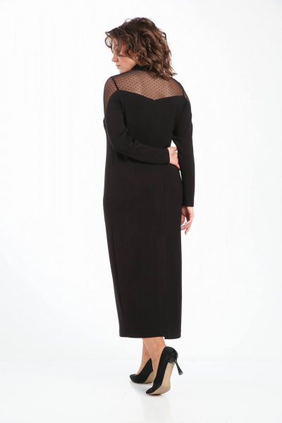 Платье из гипюра и трикотажа в нарядном стиле демисезон Karina deLux M-1300 черный - фото 5