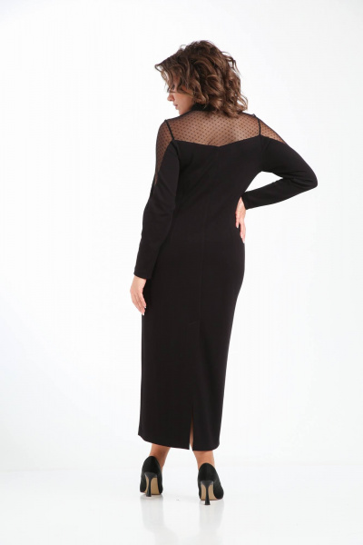 Платье из гипюра и трикотажа в нарядном стиле демисезон Karina deLux M-1300 черный - фото 4